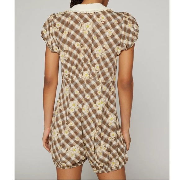 Urban Outfitters Kimchi Blue Bloomer Romper Plaid Ethereal Bow Dainty Size Small - Picture 3 of 11